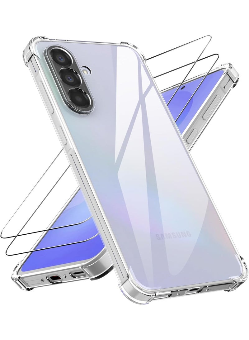 BORTONY Samsung Galaxy A57 5G Clear Case with 2-Pack Tempered Glass Shockproof Bumper and Non-Yellowing Drop Protection Slim Fit Cover Samsung Galaxy A57 5G - Image 1